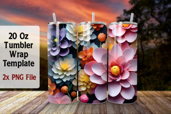 Download Multicolor Flower 20oz Tumbler Wrap - Flower Collection