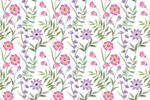 Download Watercolor Flowers Vector Pattern. - Flower Collection