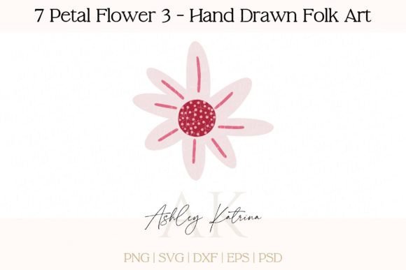 Download 7 Petal Flower 3 - Hand Drawn Folk Art - Flower Collection