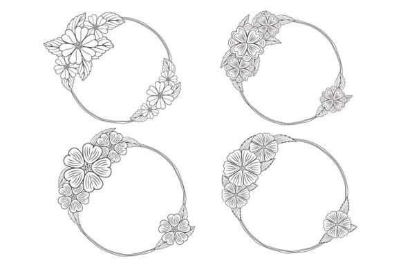 Download Doodle Flowers Wreath Round Vector - Flower Collection