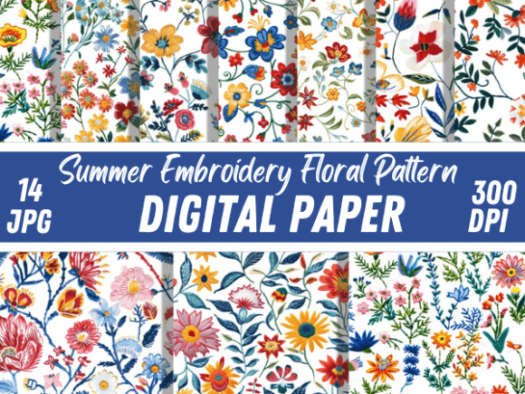 Download Summer Embroidery Floral Flower Pattern - Flower Collection