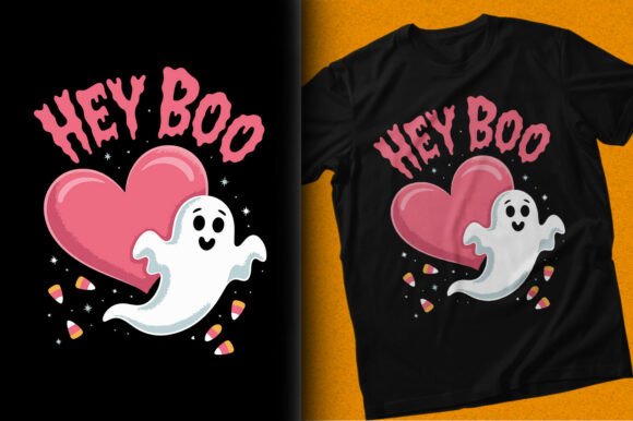 Download Hey Boo Halloween Heart T-shirt Design - Premium Resources