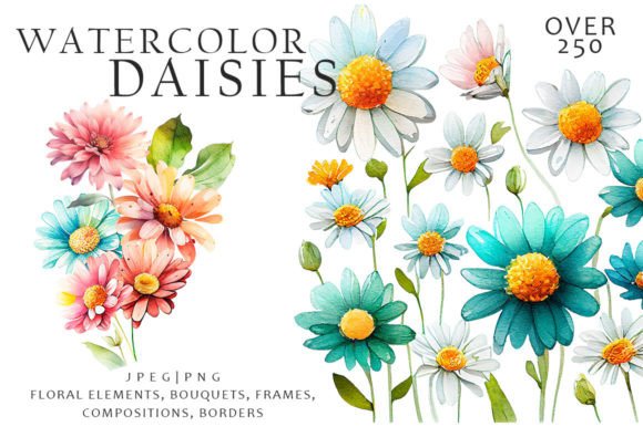 Download Watercolor Daisies Flowers Clipart - Flower Collection