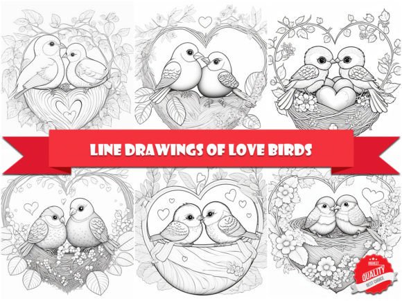 Download Line Drawings of Love Birds - Love Collection