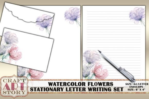 Download Stationery Set Watercolor Flowers - Flower Collection