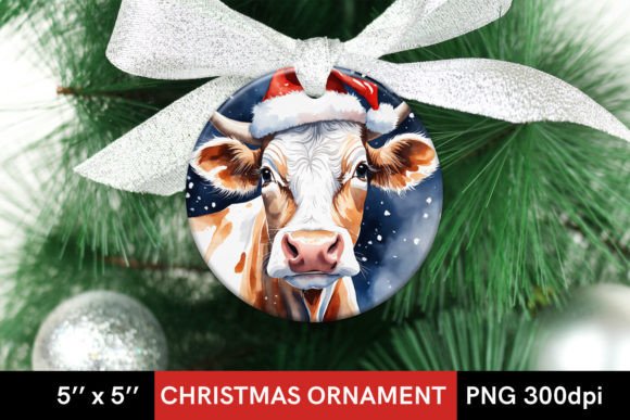 Download Watercolor Christmas Cow Round Design - Round design Collection